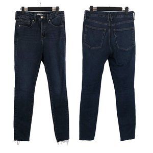 Good American Good Legs Raw Hem Medium Dark Wash Skinny Jeans 8 29